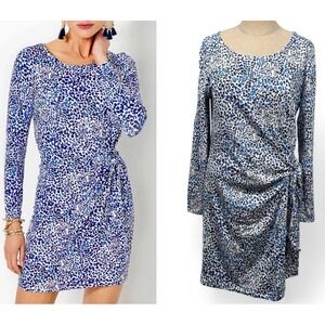 NWT Lilly Pulitzer L‎ Bryson Dress Twisted Up Blue Leopard Classy Old Money Chic